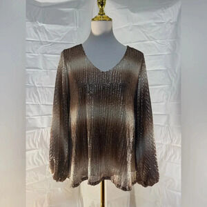 NWT Vine & Love Shimmering Brown Women's Top